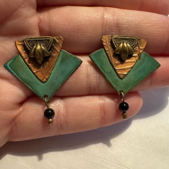 Jewelry - EUC Pierced Earrings, art deco vibe.